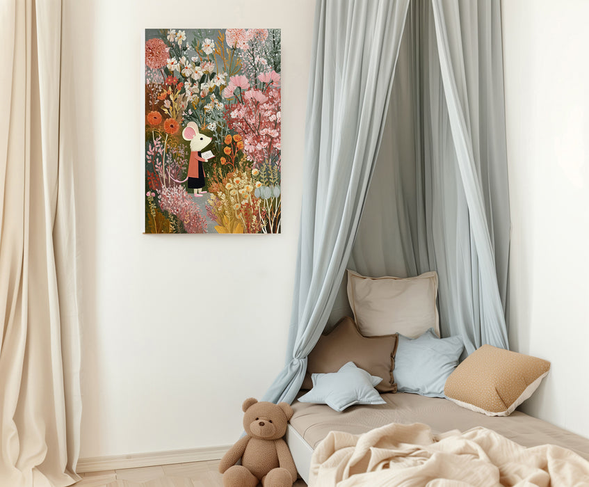 Mouse Book Flower Garden Nursery Art Print