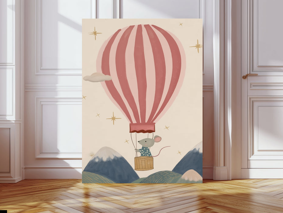 Hot Air Ballon Mouse Nursery Art Print