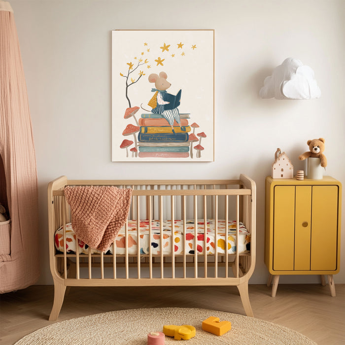 Little Mouse Book Reading Nursery Art Print