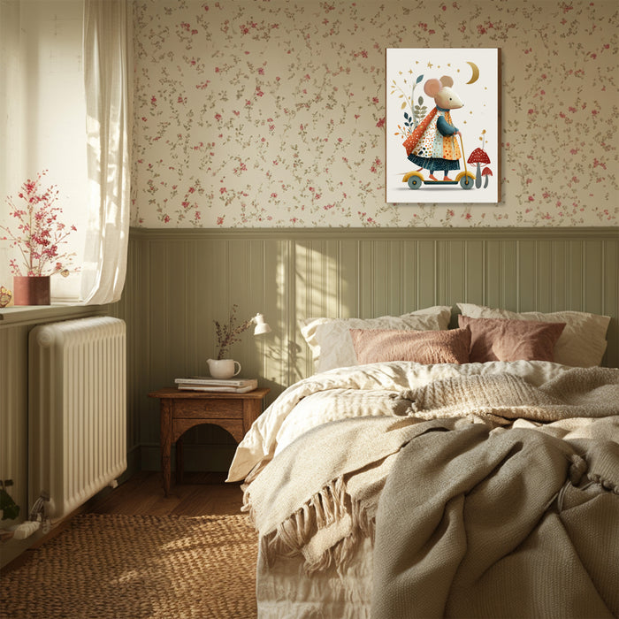 Mummy Mouse Scooter Nursery Art Print