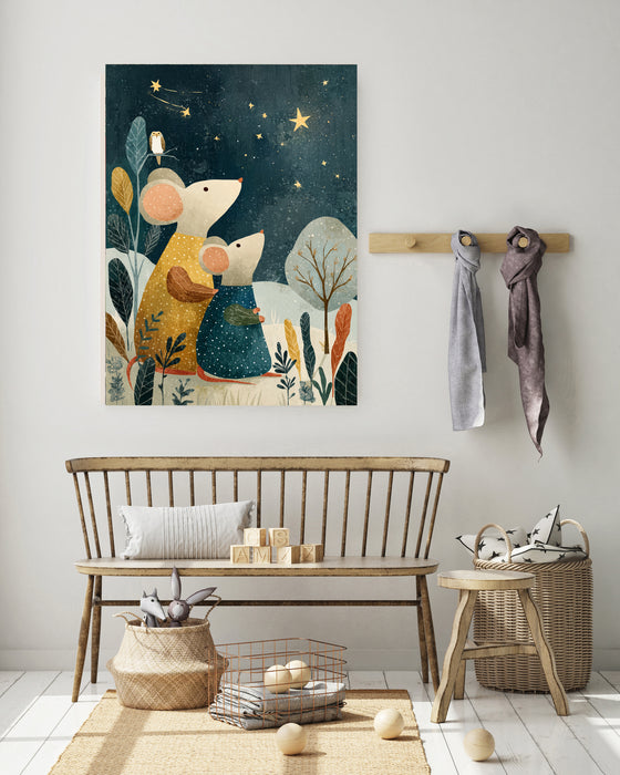 Mummy Mouse Star Watching Nursery Art Print