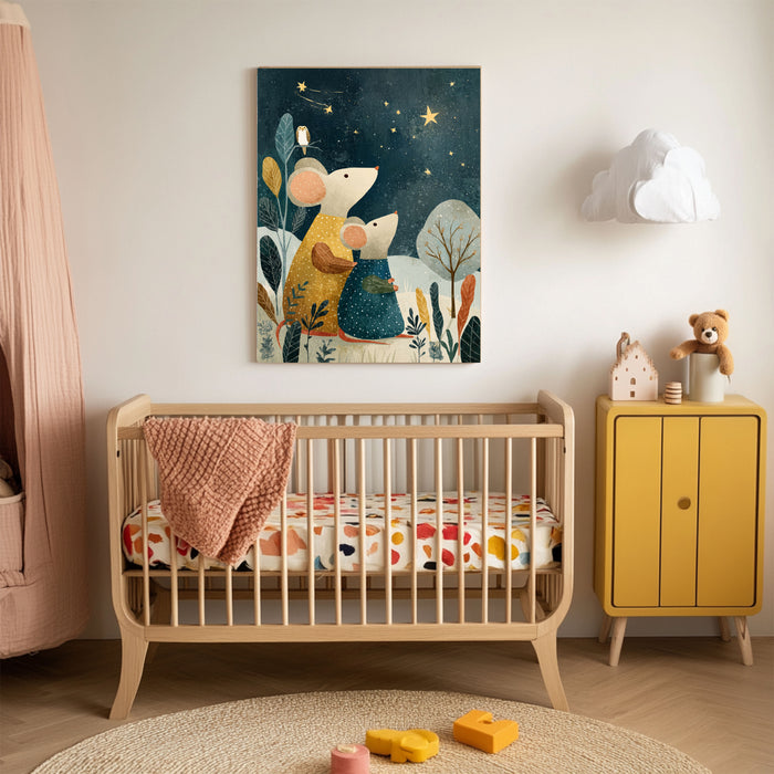 Mummy Mouse Star Watching Nursery Art Print