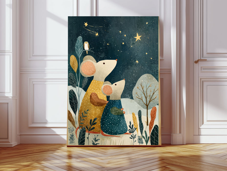 Mummy Mouse Star Watching Nursery Art Print