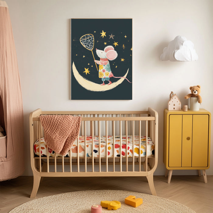 Catching The Stars Mouse Nursery Art Print