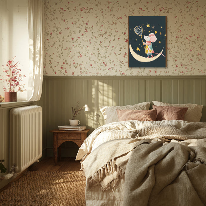 Catching The Stars Mouse Nursery Art Print