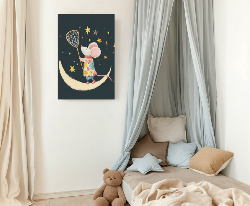 Catching The Stars Mouse Nursery Art Print