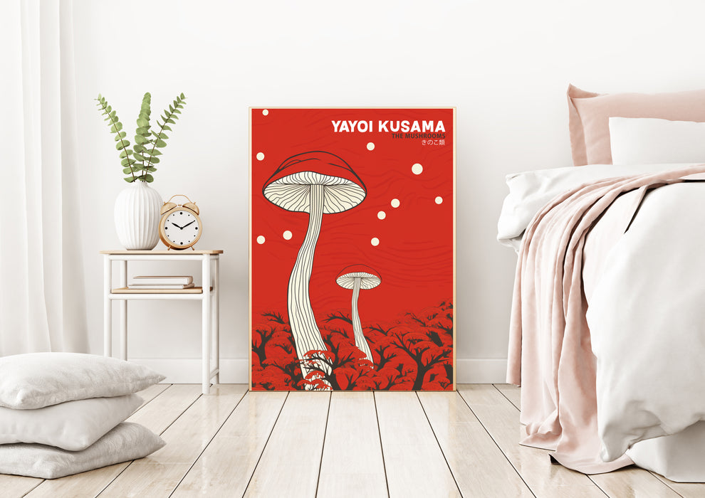 Yayoi Kusama Inspired Red Mushroom Art Print