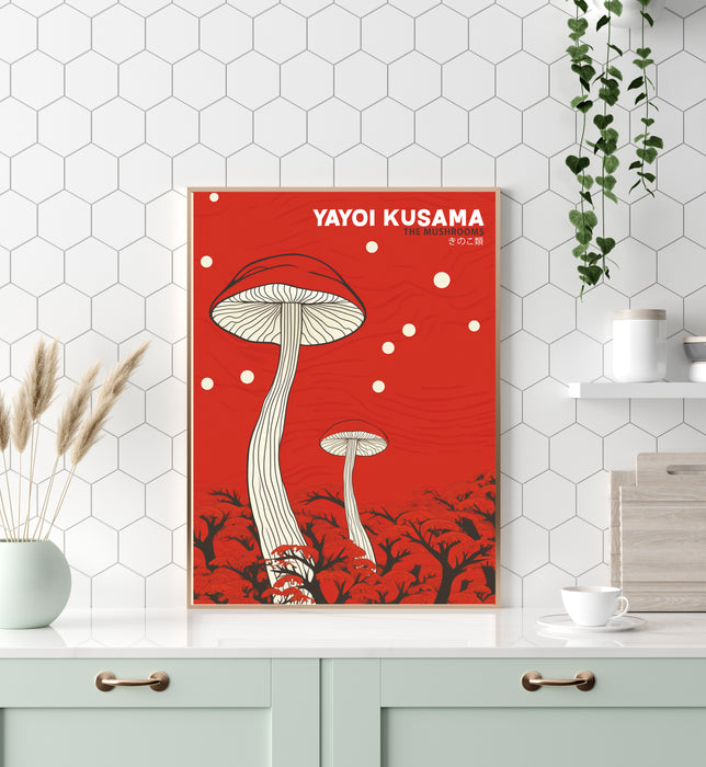 Yayoi Kusama Inspired Red Mushroom Art Print