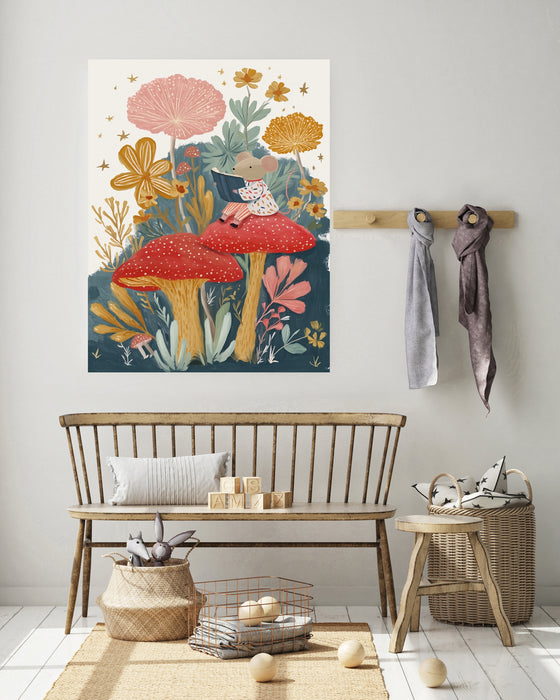 Mouse Book Flower Nursery Art Print
