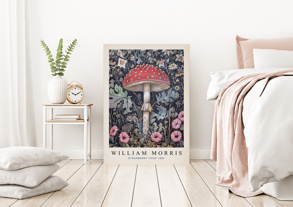William Morris Inspired Mushroom Flower Art Print