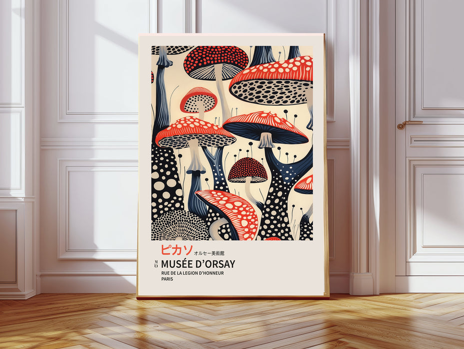 Japanese Yayoi Kusuma Inspired Mushroom Art Print