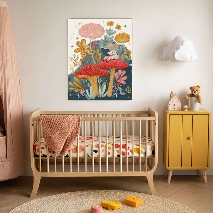 Mouse Book Flower Nursery Art Print