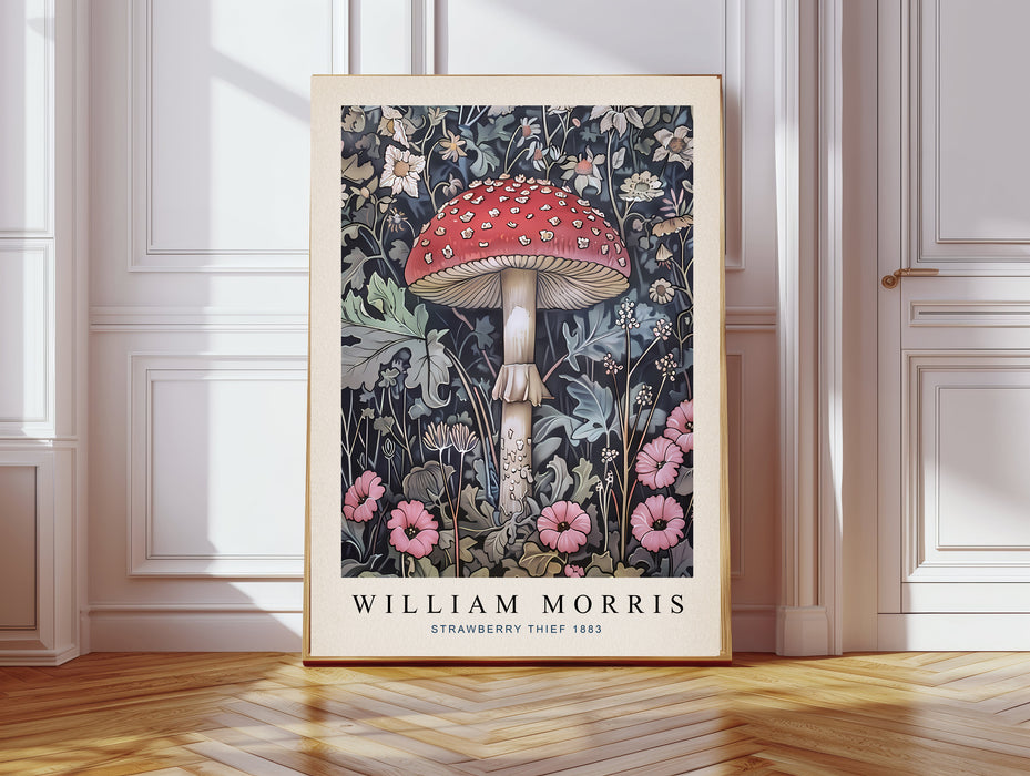 William Morris Inspired Mushroom Flower Art Print