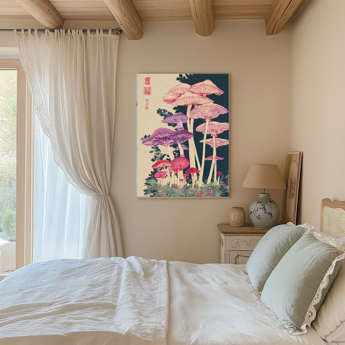 Japanese Purple Mushroom Abstract Art Print