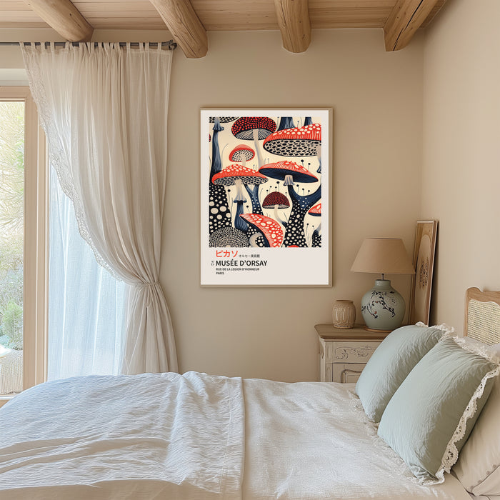 Japanese Yayoi Kusuma Inspired Mushroom Art Print