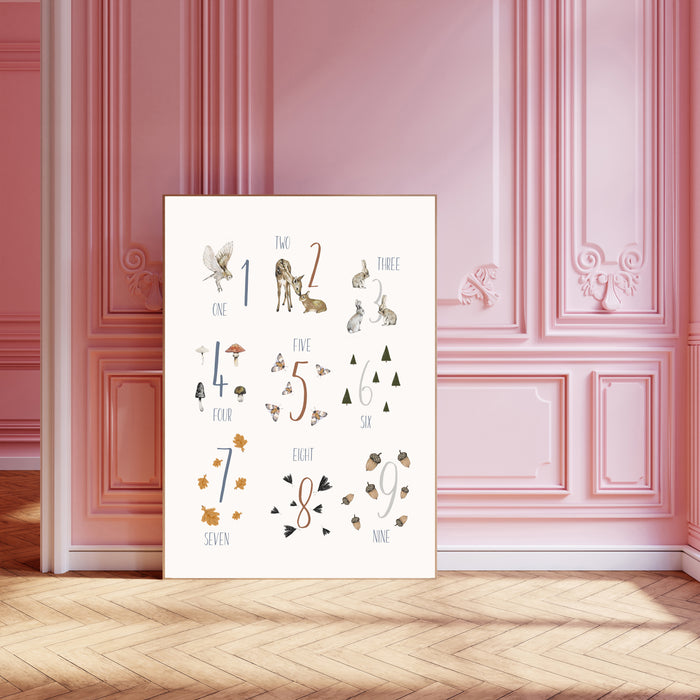 Forest Animal Numbers Giclee Print