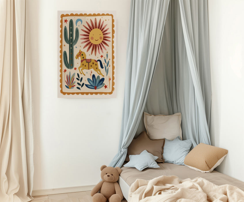 Kids Nursery Whimsical Wild West Art Print