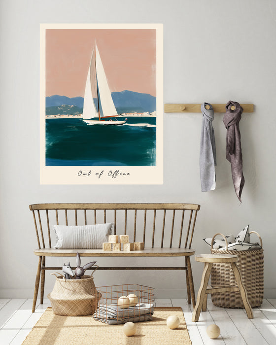 Out of The Office Sailboat Lake Landscape Art Print