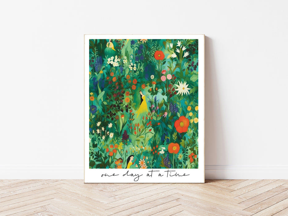 Flower Print Quote 'One day at a time' Print