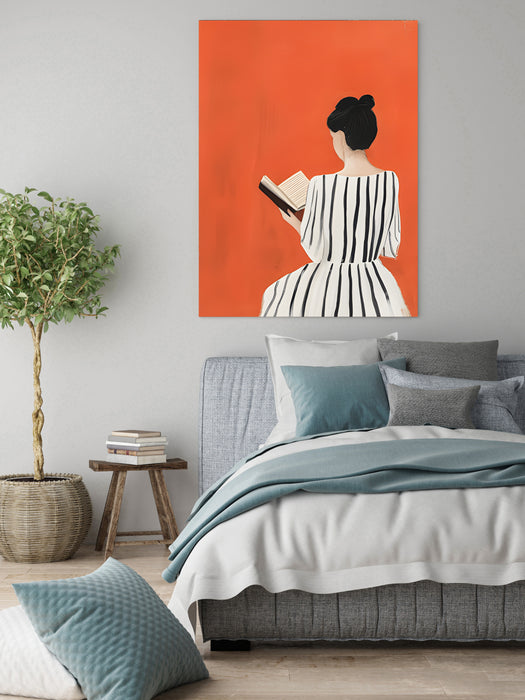 Female Book Reading Painting Art Print