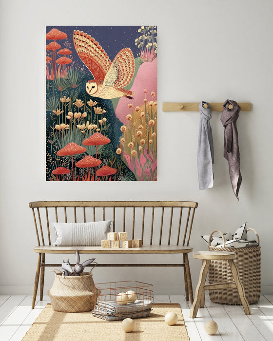 Owl Meadow  Folk Style Art Print