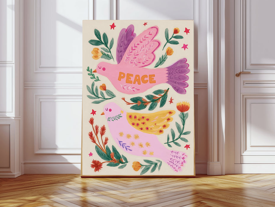 Peace Dove Pink Nursery Art Print