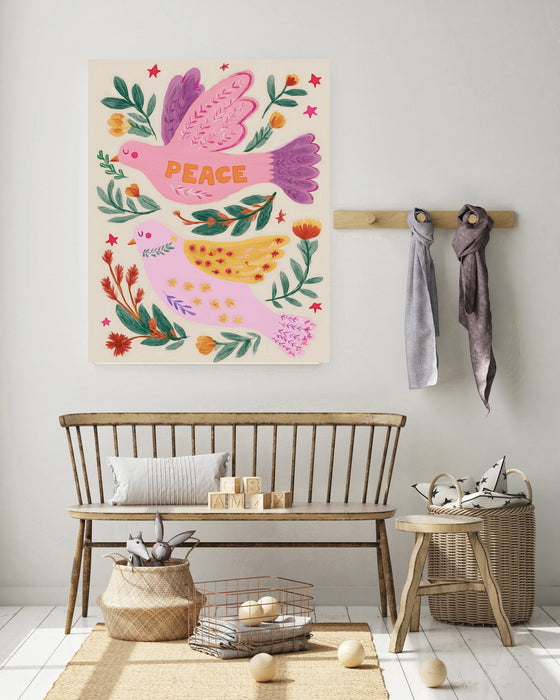 Peace Dove Pink Nursery Art Print