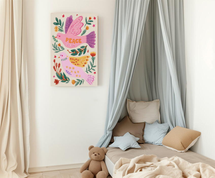 Peace Dove Pink Nursery Art Print