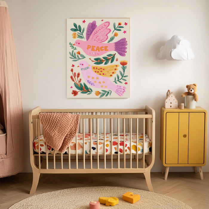Peace Dove Pink Nursery Art Print