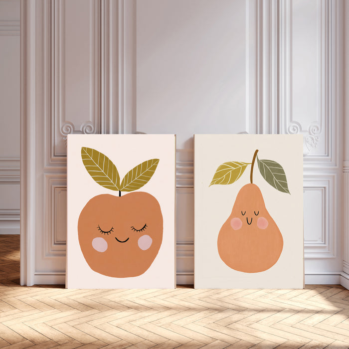 Apple and Pear Set Of Two Nursery Art Prints