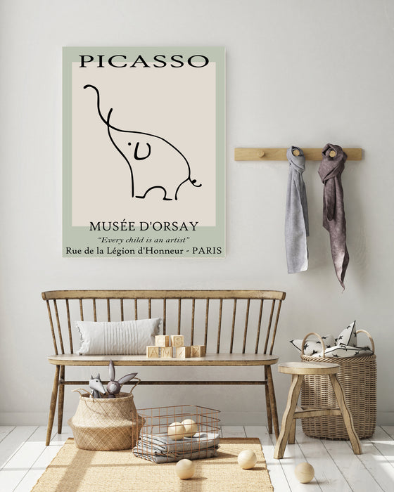 Pablo Picasso Green Line Drawing Elephant Art Print