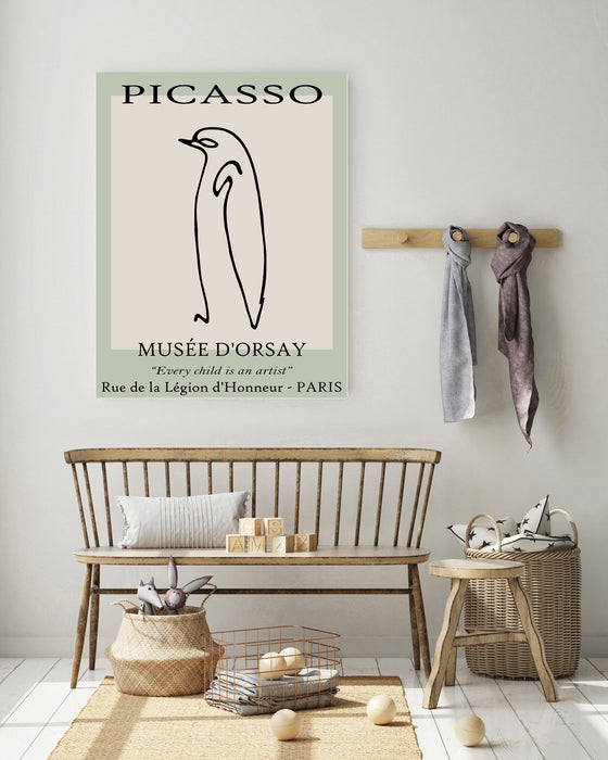 Pablo Picasso Green Line Drawing Penguin Art Print