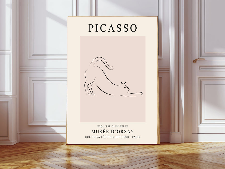Picasso Line Drawing Cat Art Print