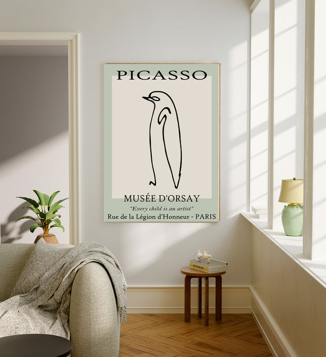 Pablo Picasso Green Line Drawing Penguin Art Print