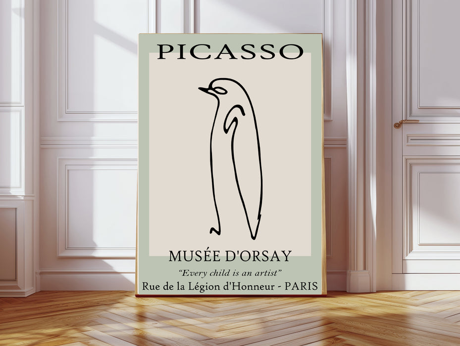 Pablo Picasso Green Line Drawing Penguin Art Print
