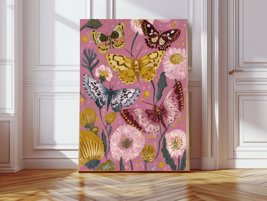 Pink Butterfly Painting Art Print