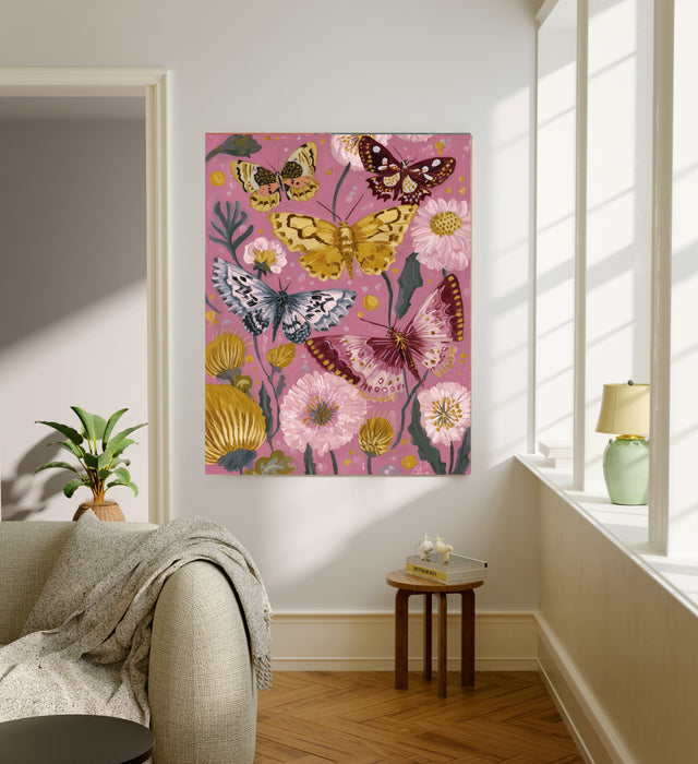 Pink Butterfly Painting Art Print