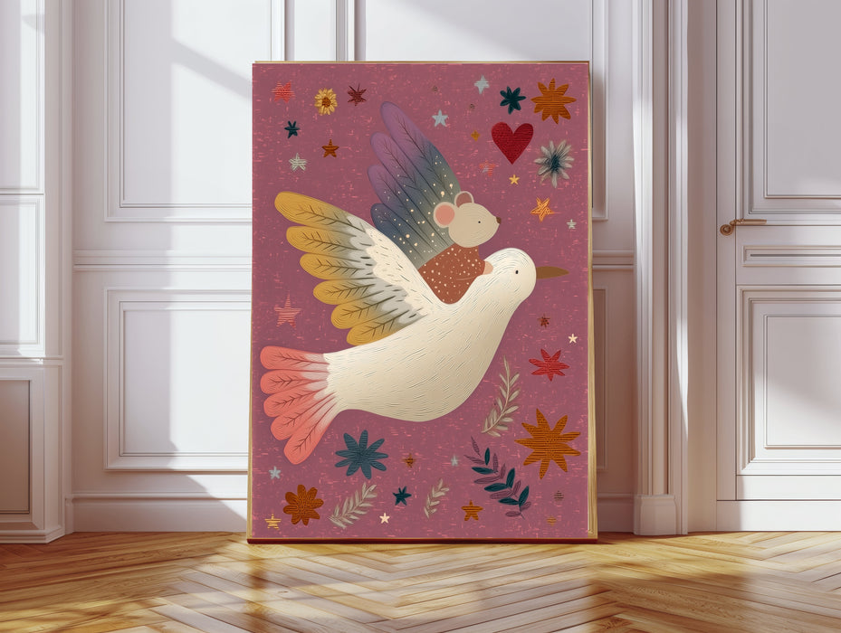 Mouse Dove Nursery Art Print