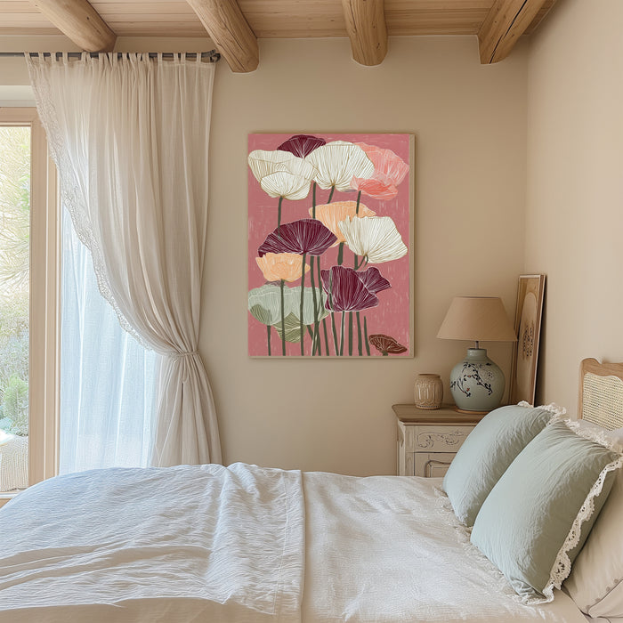 Japanese Pink Floral Art Print