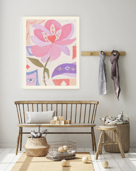 Pink Heart Abstract Flower Art Print