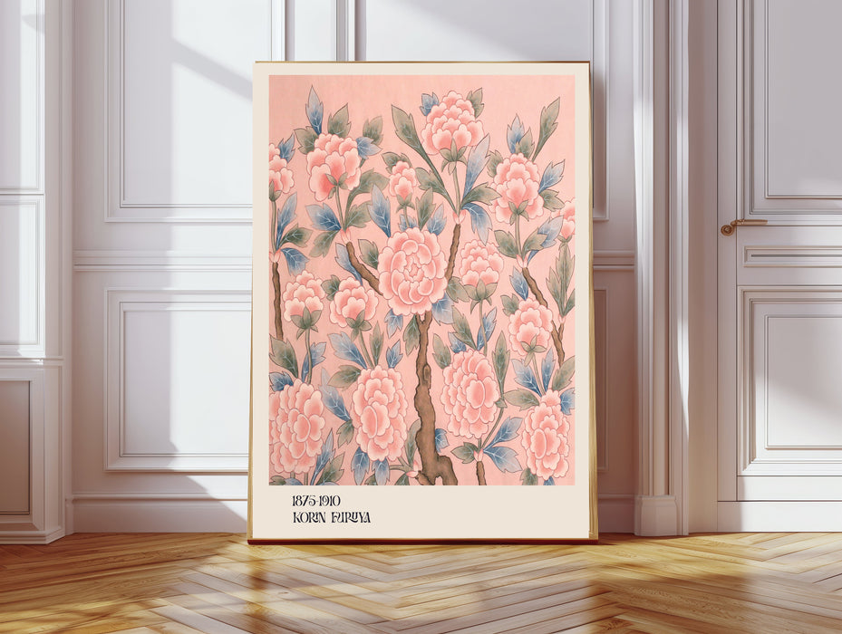 Japanese Vintage Textile Pink Floral Art Print
