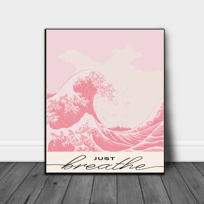 'Just Breathe' Pink Wave Print