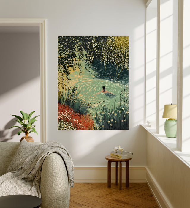Wild Swimming Lake Art Print