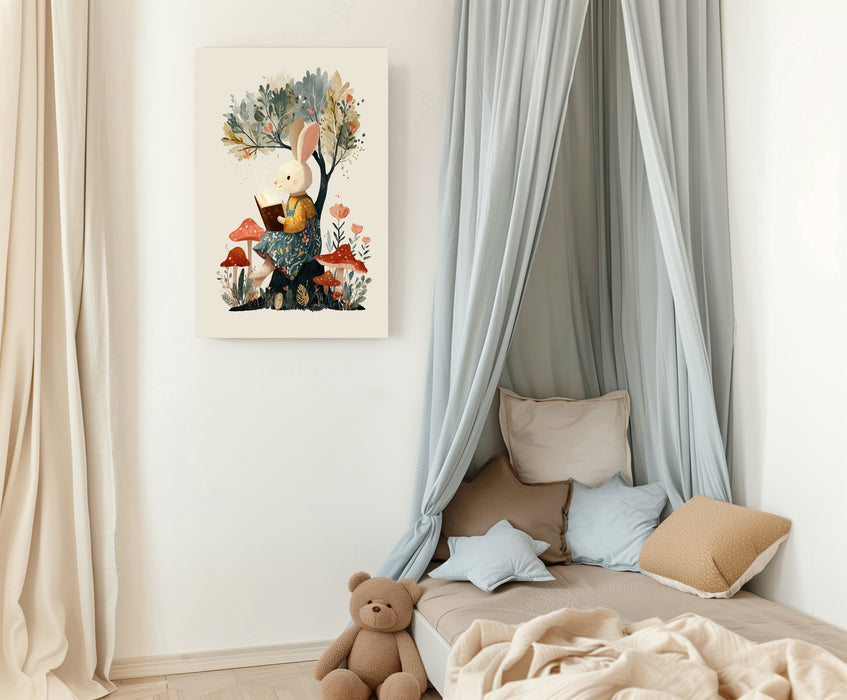 Rabbit Book Nursery Art Print