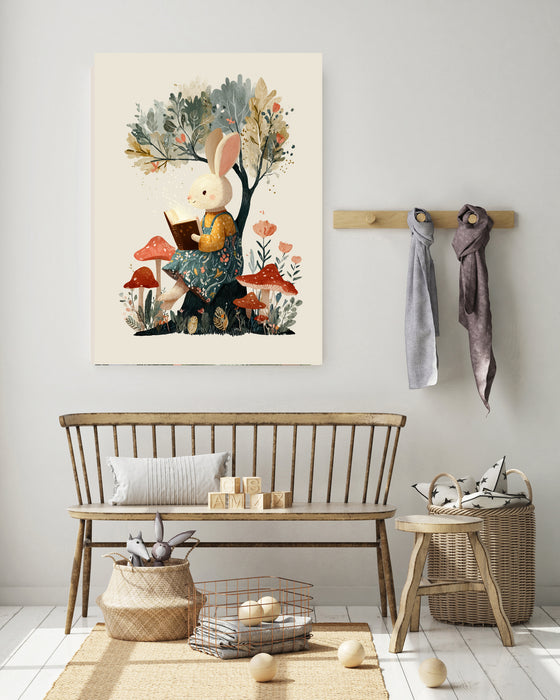 Rabbit Book Nursery Art Print