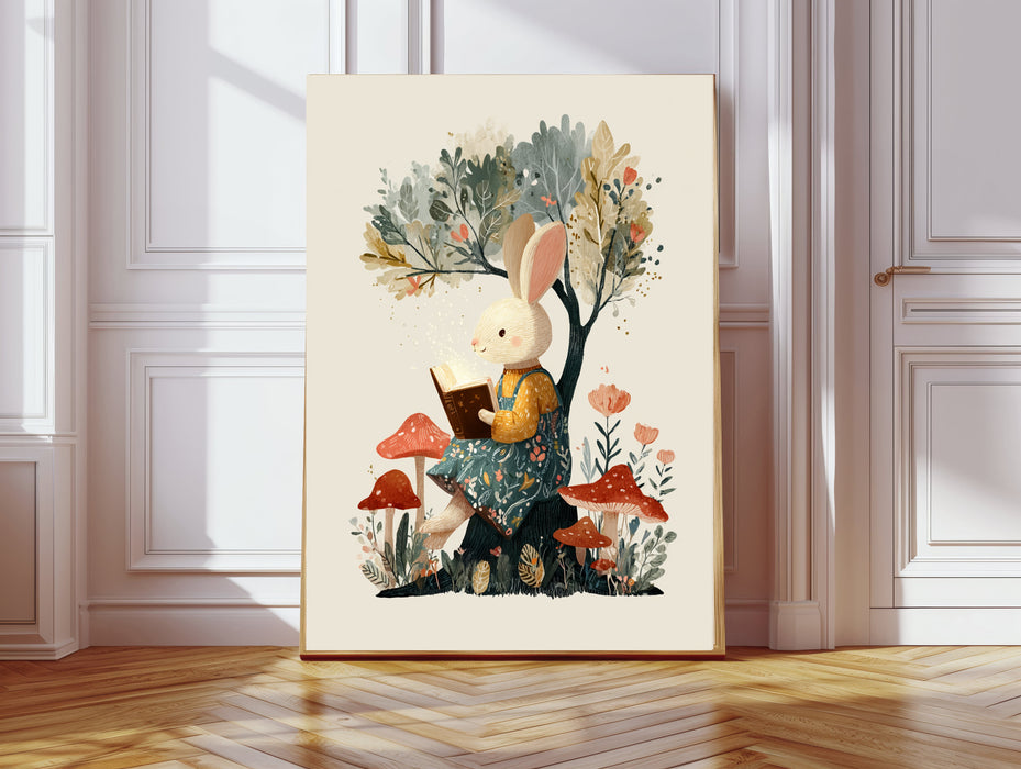 Rabbit Book Nursery Art Print