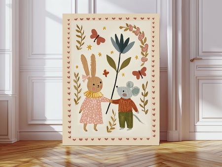 Best Friends: Bunny and Mouse Folk Art Print | Stanley Street Studio