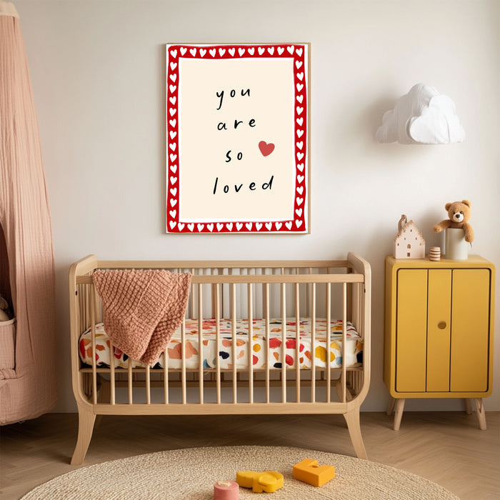 'You are loved' Quote heart Nursery Art Print