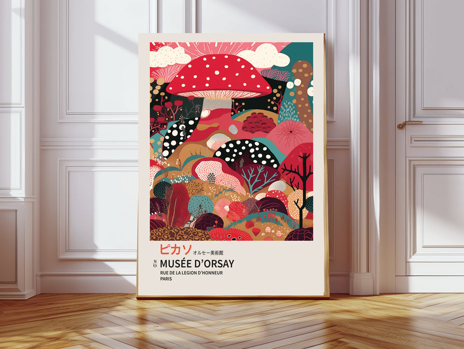 Japanese Yayoi Kusuma Inspired Mushroom Art Print