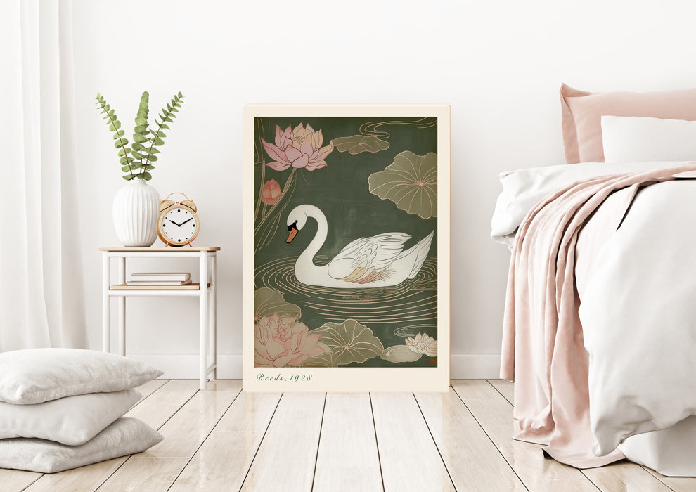 Japanese Swan Pond Art Print